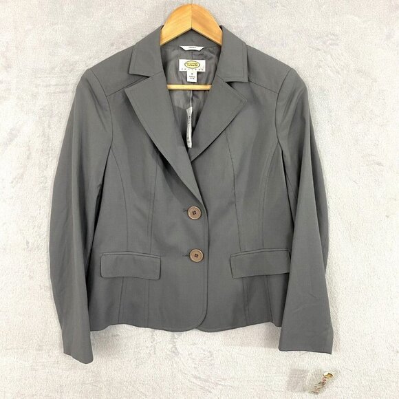 Talbots Silk Wool Blend Blazer Jacket Womens Size 6P 6 Petite Gray Office NWT - Picture 1 of 13